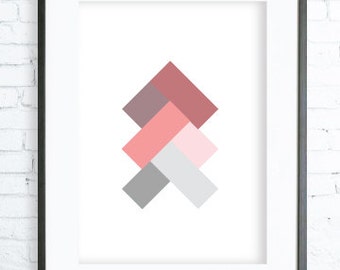 Christmas Printable art, Geometric Red Print Art, Print Art, modern art, digital art, Print, Green Art, Instant Download Printable