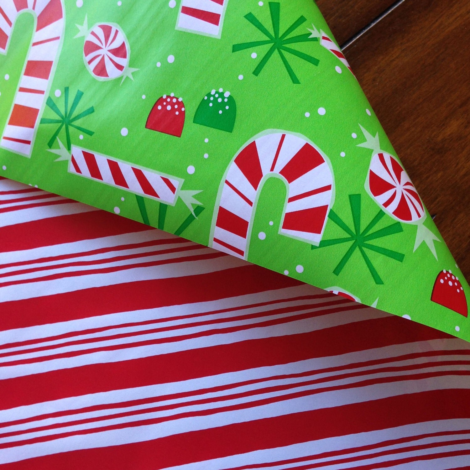 Reversible Candy Cane Wrapping Paper 1 Roll. by DandelionPaper