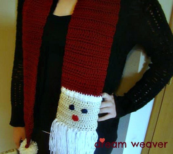 Download crochet Santa Claus scarf holiday scarf by DreamWeaverCreates