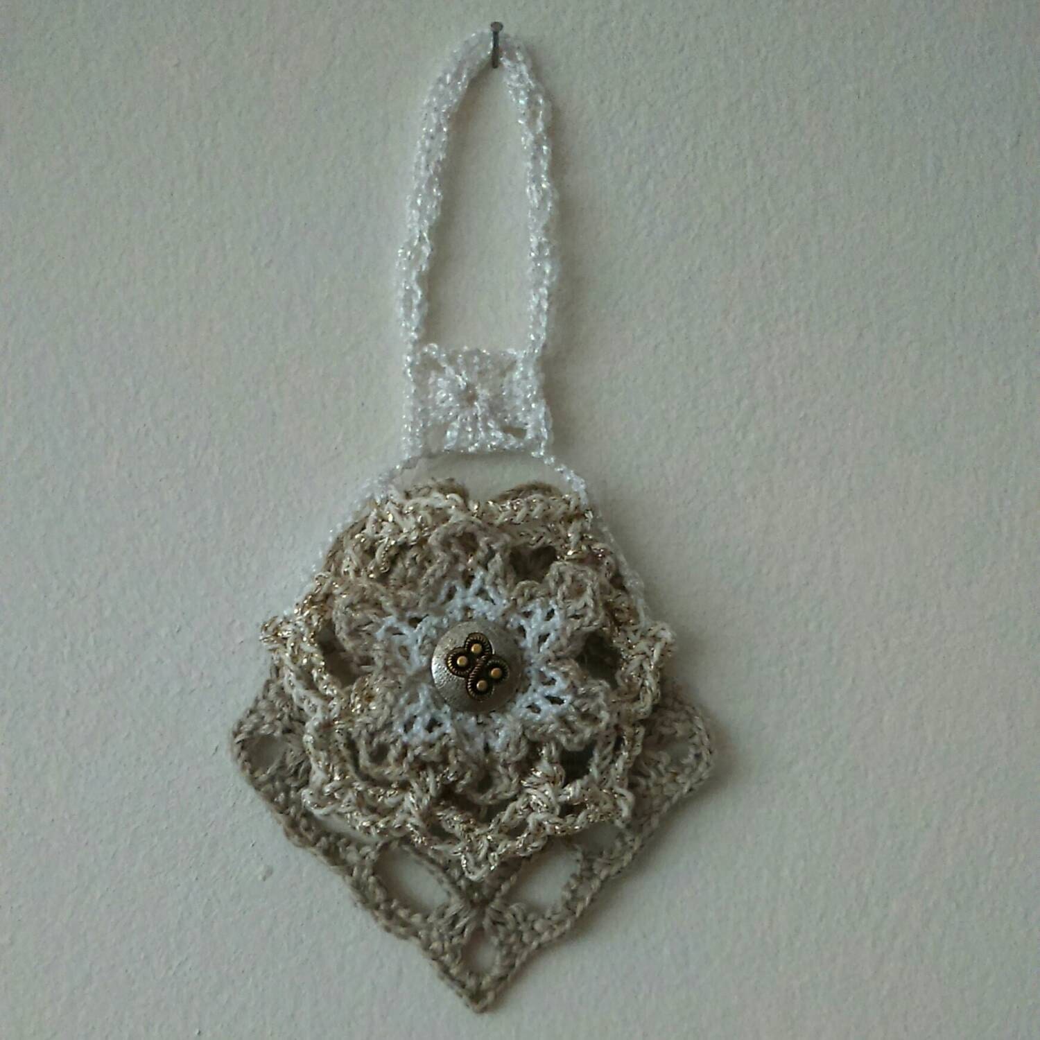 Handmade crochet lace pendant Christmas decoration One of a kind Ready to ship Vintage inspired ornament Christmas gift UK seller