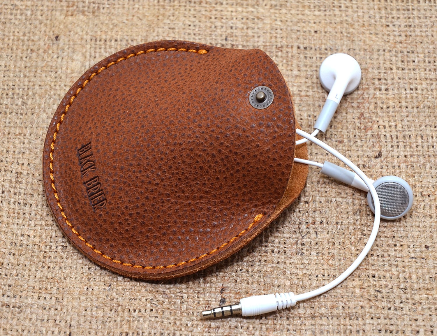 Personalized Headphone leather case /Mini Pouch Bag / Earbuds