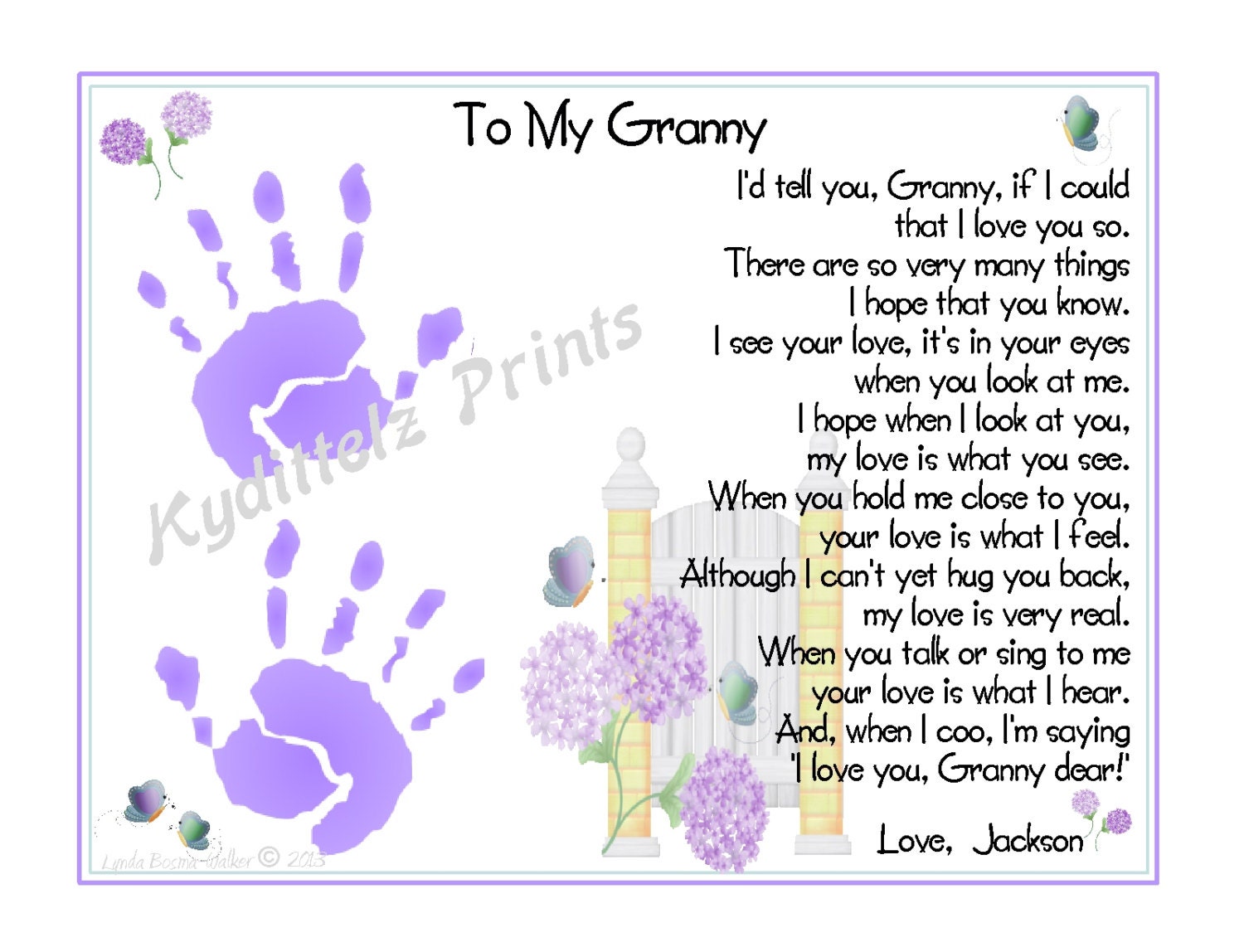 Grandma BABY'S 1st Handprints Poem Gift Personalized