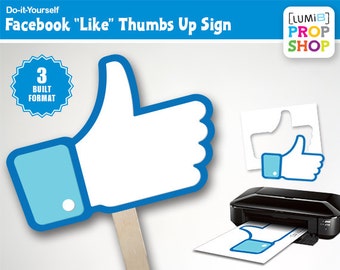 Facebook "Like" Thumbs Up Photo Booth Prop Signs — DIY "DOWNLOAD, Print and Cut"
