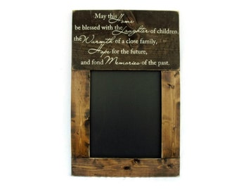 Chalkboard Large Rustic Wood Framed Gift Wall Decor - May This Home Be Blessed (#1067-CB)
