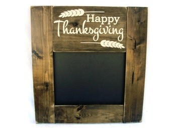 Thanksgiving Menu Chalkboard Rustic Wood Framed Wall Decor (#1215-CB)
