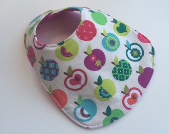 Reversible Baby Bib for Baby Girl - Apple Baby Bib - Baby Girl - Baby Bib - Apple Bib - Handmade