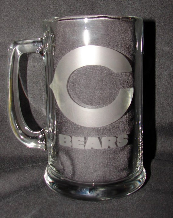 NFL Chicago Bears Logo Hand Etched on 15 ounce Beer Mug