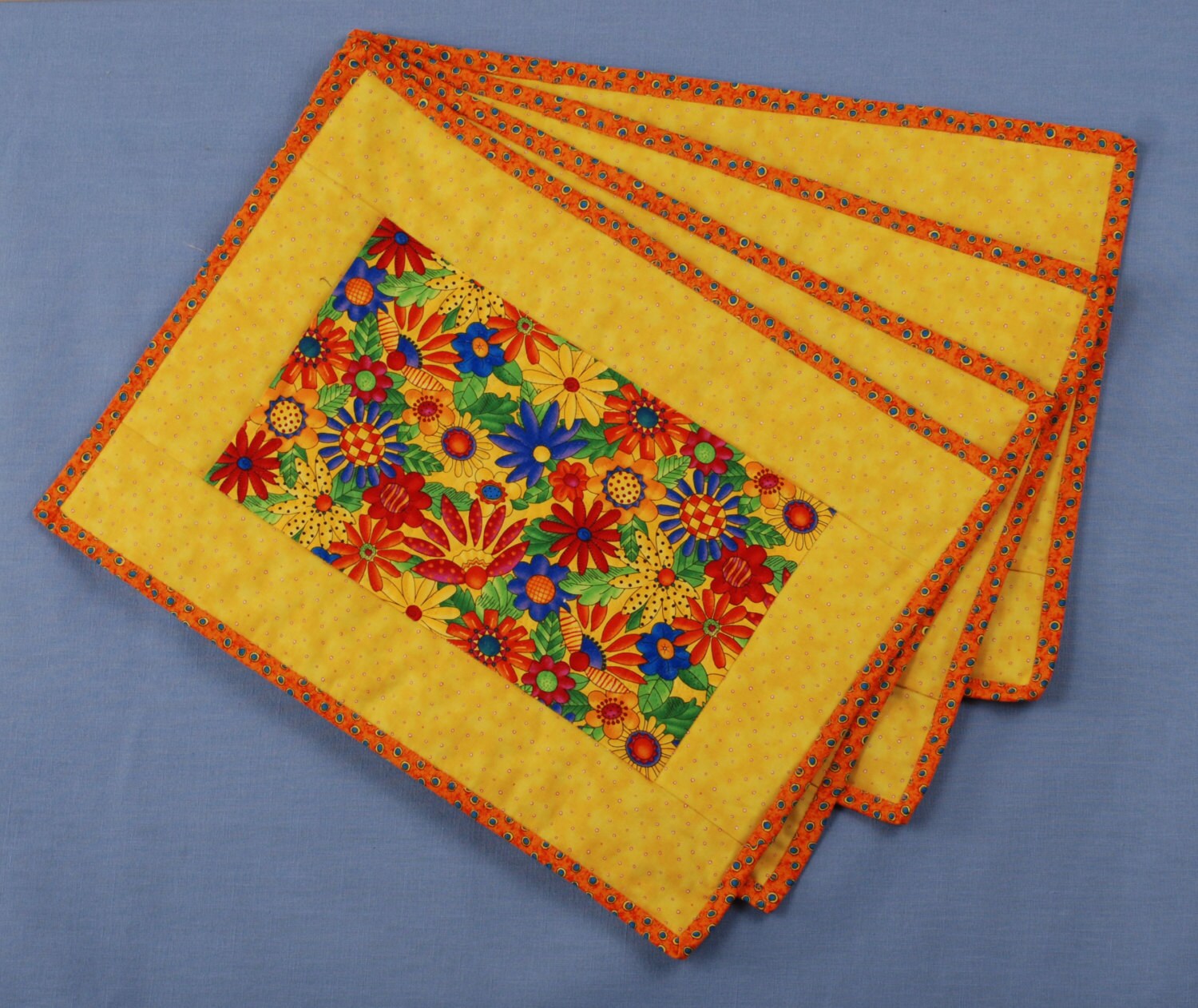 Placemats Bright Yellow/Orange and Colorful Flowers made