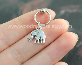 Silver Tiny Elephant Cartilage Hoop Earring,Tragus hoop Earring Jewelry,Silver Helix Cartilage earrings