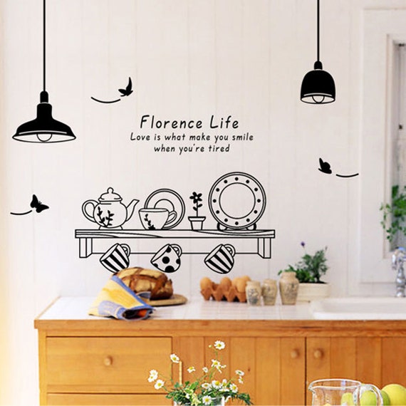 Items similar to Kitchen Wall Decal Kitchenware Sticker Wall Sticker