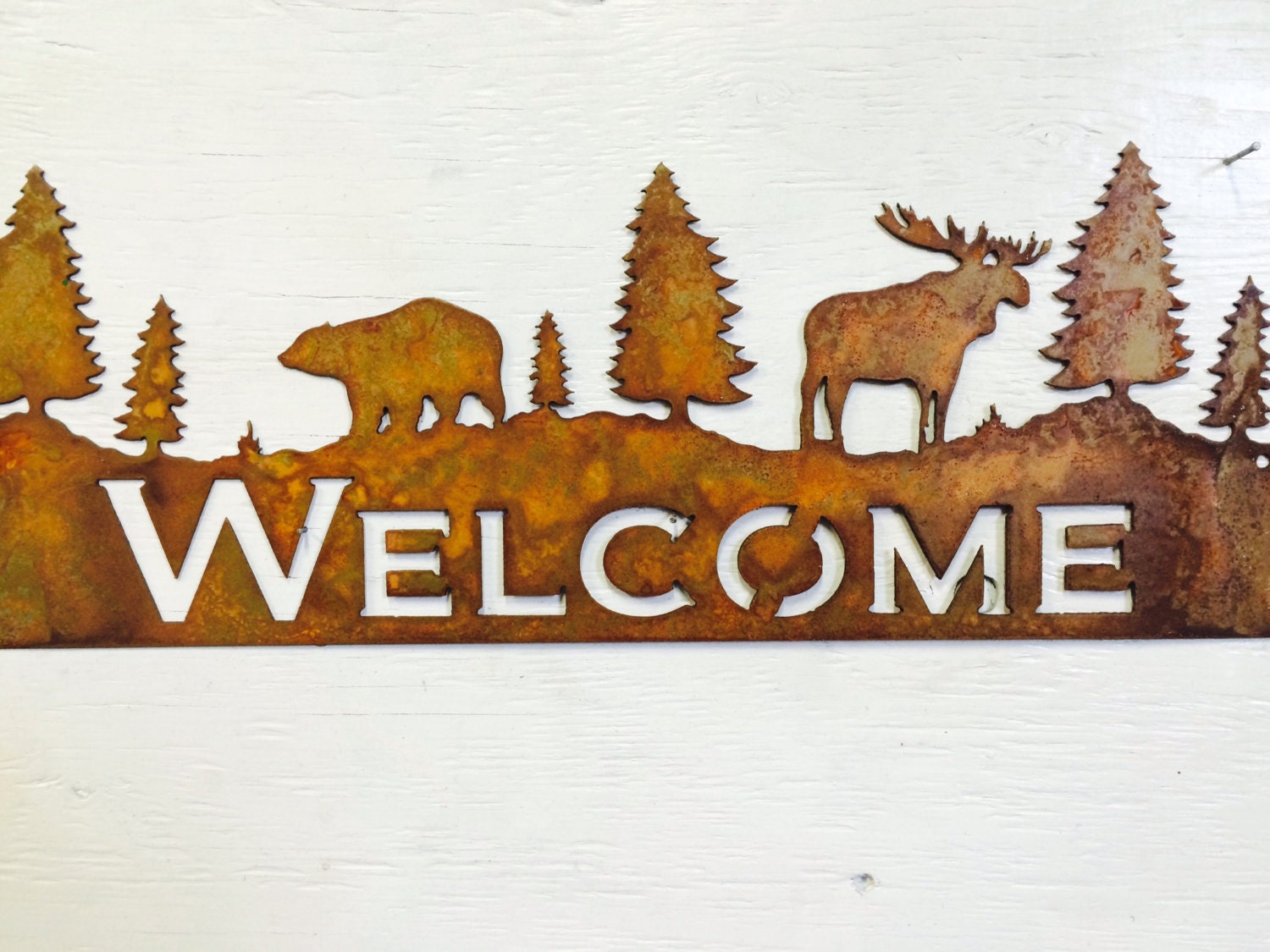 Metal Bear and Moose Sign 18 x 6.5