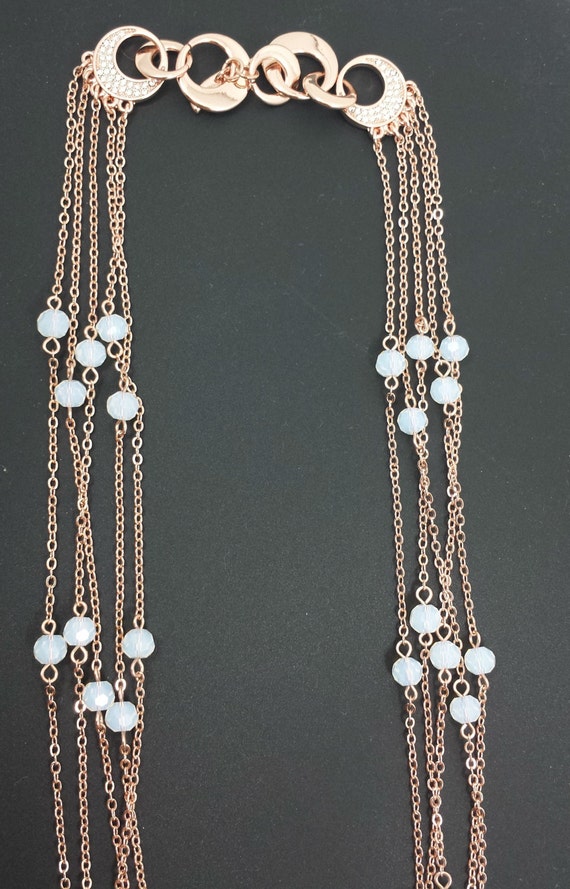 Handmade rose gold necklace 5 chain necklace Gemstone jewelry