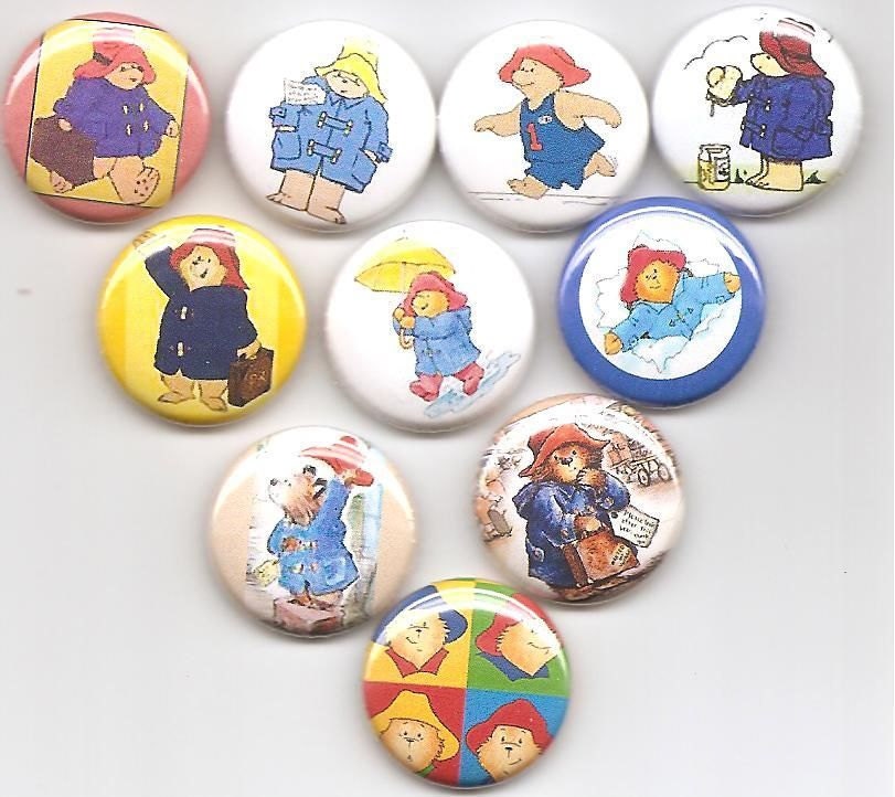 Funny Buttons And Stuff Paddington Bear Classic Set Of 10 Pins Button Badge Pinback