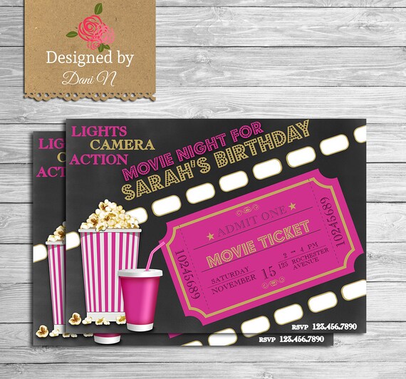 movie birthday invitation movie night party invite outdoor movie birthday party invitation