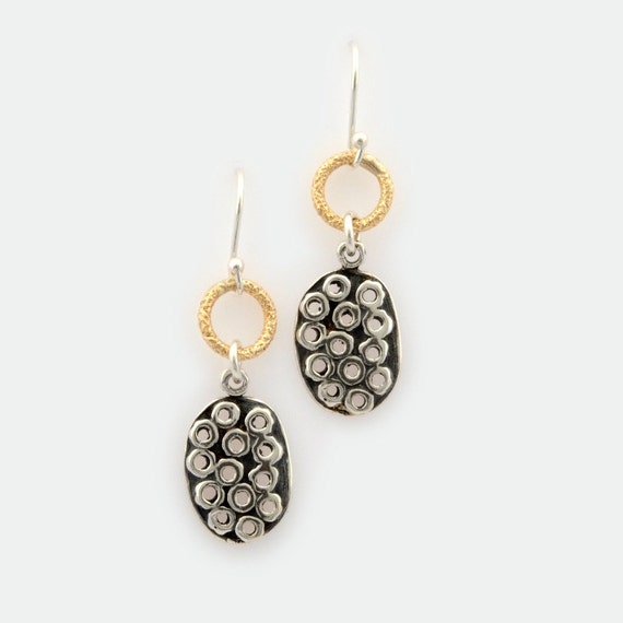 BN Sterling Silver  Gold field Drop Earrings made in Israel