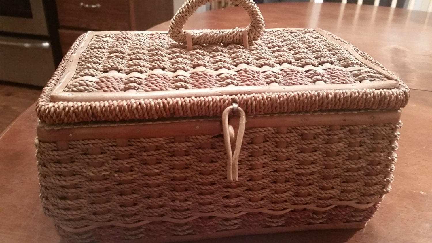 Vintage Woven Wicker Sewing Box Haute Juice