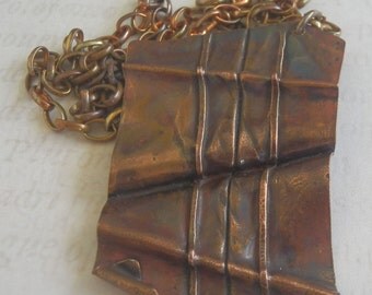 Copper Fold formed Rectangular Pendant