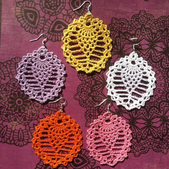 Handmade Crochet Pineapple Dangle Earrings