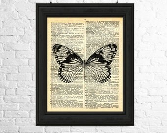 Butterfly Art Print, Butterfly Wall Art, Dictionary Page Art, Insect Print, Butterfly Poster, Insect Wall Art, Printable Art