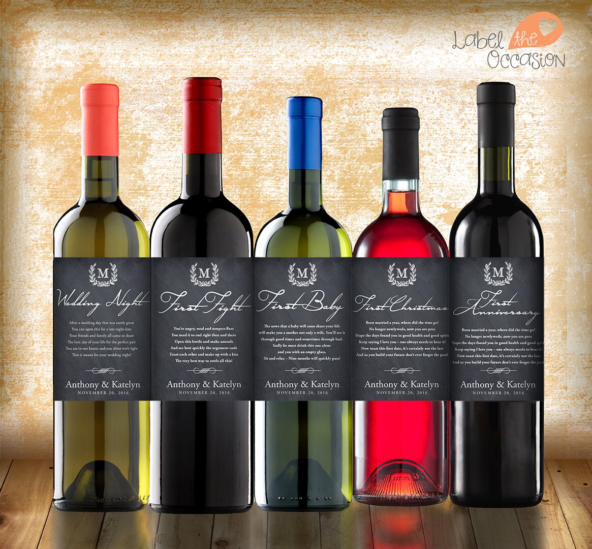 Bridal Shower Wine Poem Wedding Firsts Wine by LabelTheOccasion