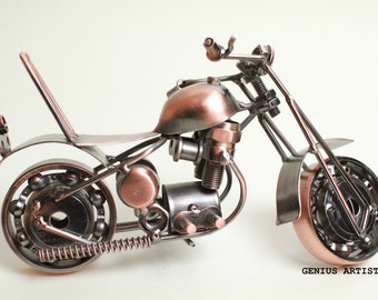 Recycled Metal Art Hand Made Vintage Harley-Davidson Motorcycle Model No. GM6-1A