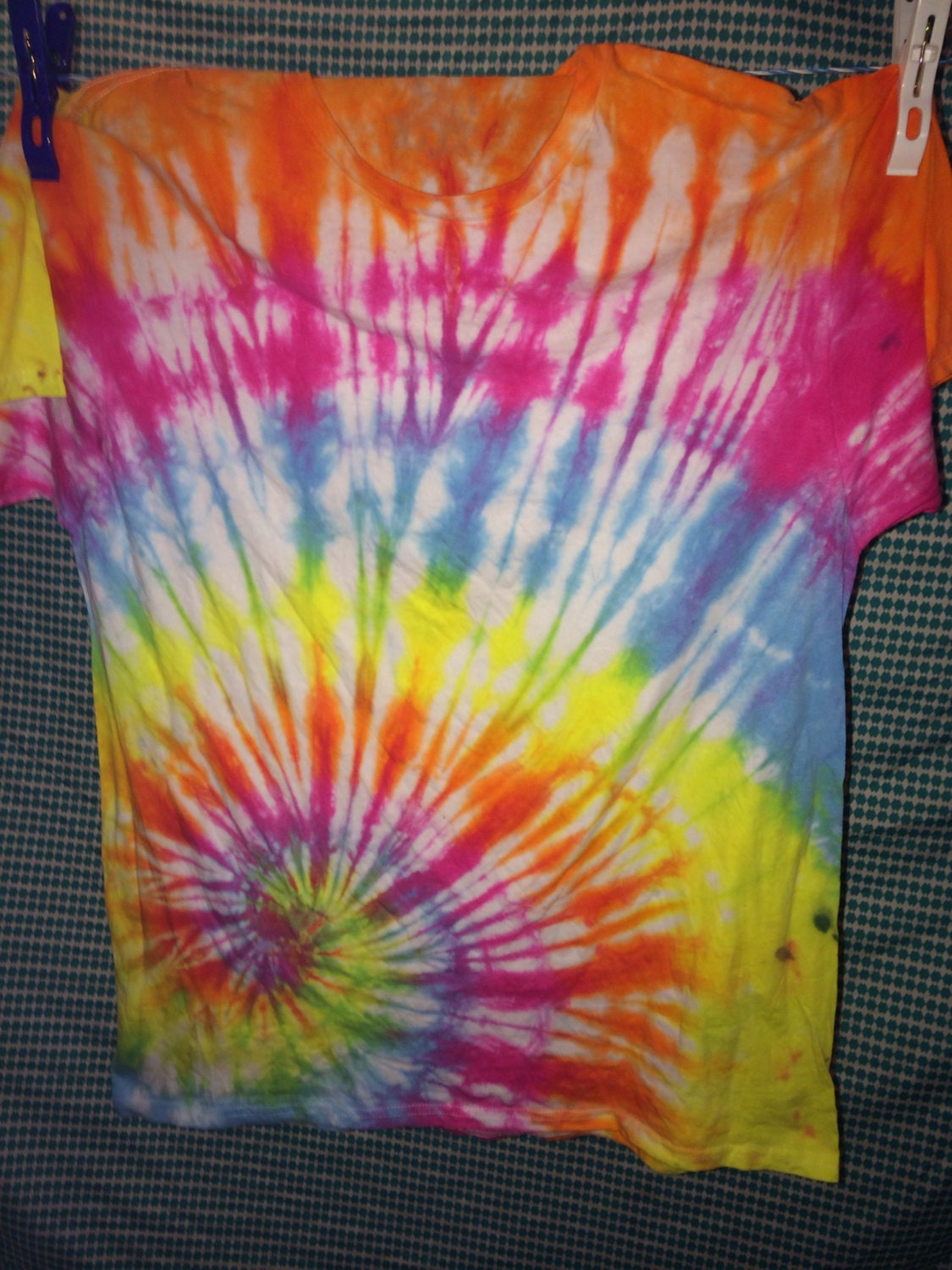 Yellow baby blue orange and pink tie dye by AllTieDyeEverything