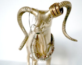 Boho Bracelet Holder : Horny Brass Ram * Jewelry Display (reserved)