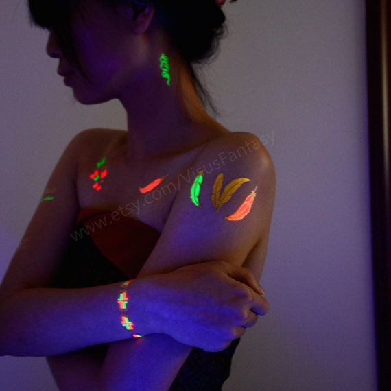 Party tattoo fluorescent light tattooplume design temporary