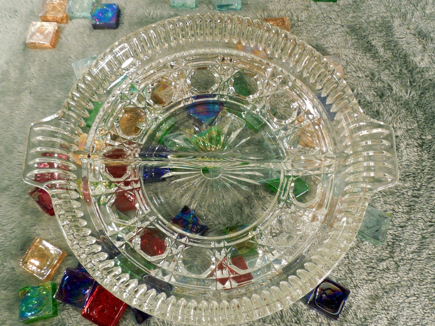 Vintage Pressed Glass Divided Serving Dish Haute Juice