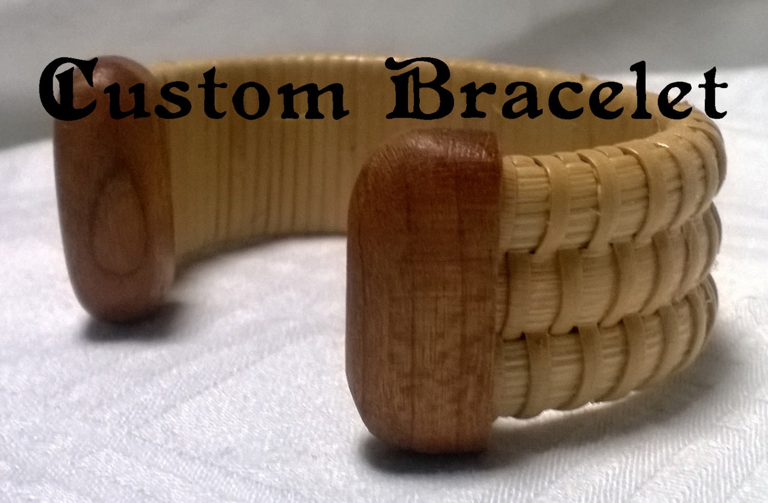Custom Nantucket Basket Style Bracelet with Wood End Caps
