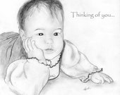 Fine Art Greeting Card from Original Pencil Drawing - Single & 5-Packs in 3.5x5" or 5x7" Sizes with Envelope, Blank Inside