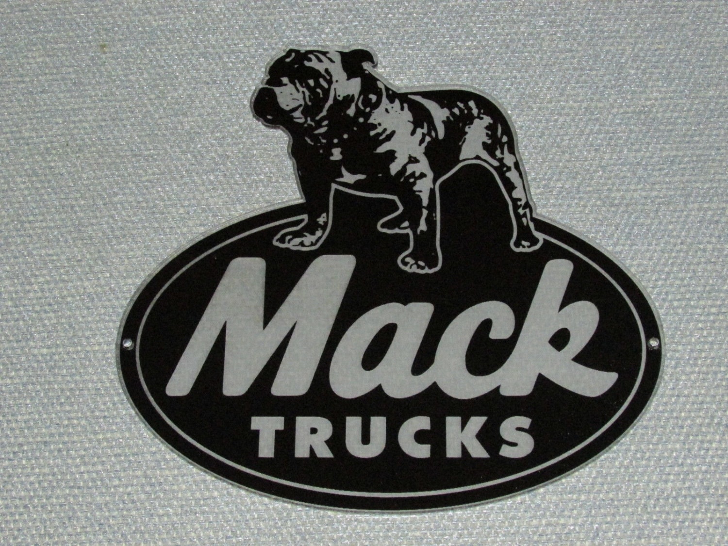 Truck with bulldog logo