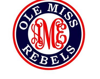 Ole Miss Rebels monogram instant download cut file - SVG DXF EPS ps studio3 studio (monogram font sold separately)