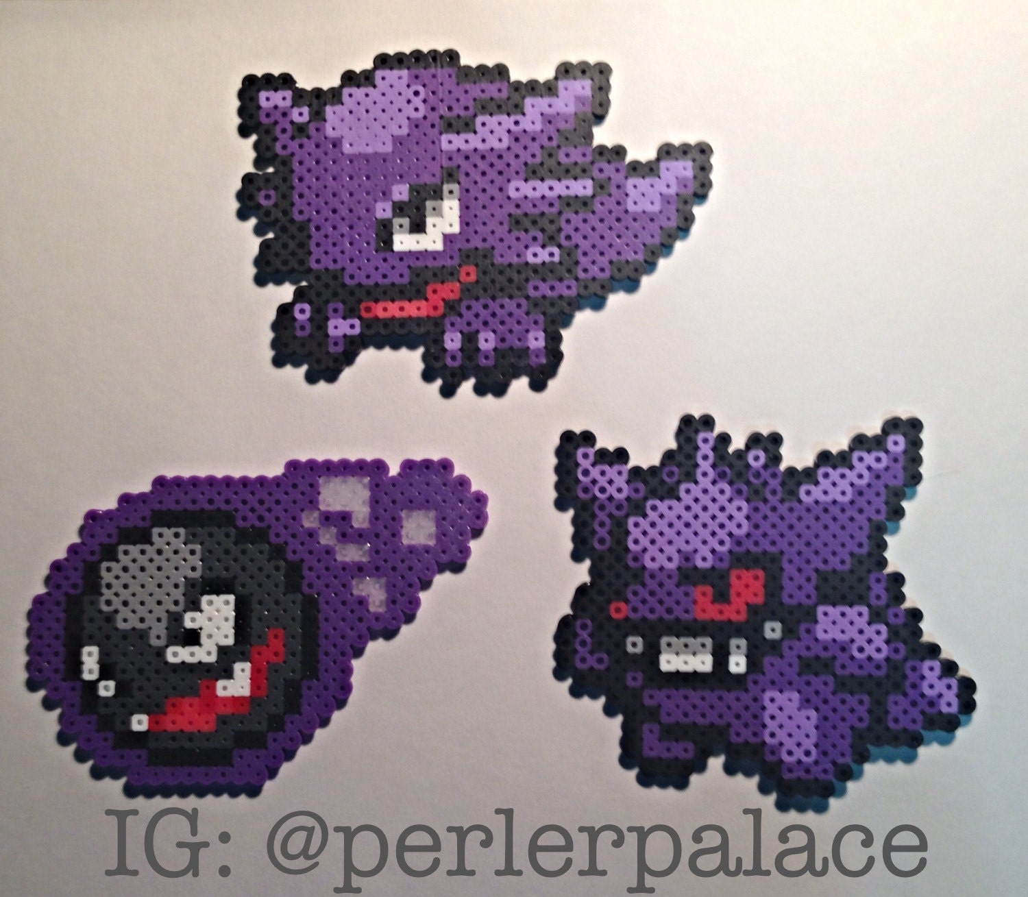 Perler/ Hama/ Fuse Bead Pokemon Gastly Haunter and Gengar
