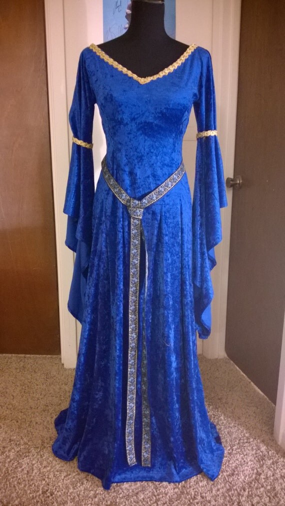 Items similar to Medieval Lady of the Lake Dress in royal blue velvet ...