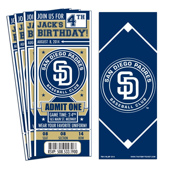 12 San Diego Padres Custom Birthday Party Ticket by ThatsMyTicket