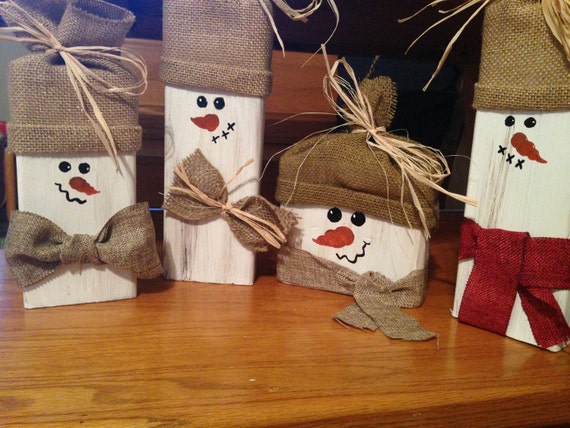 Items similar to Hand Painted 2x4/2x6 Wood Snowmen on Etsy