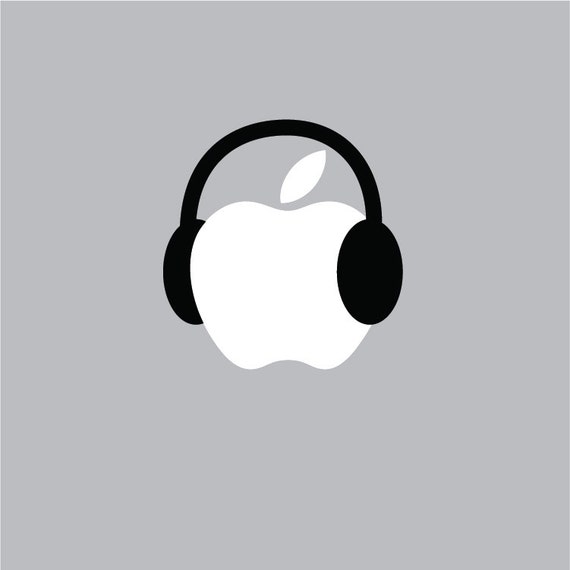 Apple Headphones Mac Apple Logo Cover Laptop Vinyl Decal