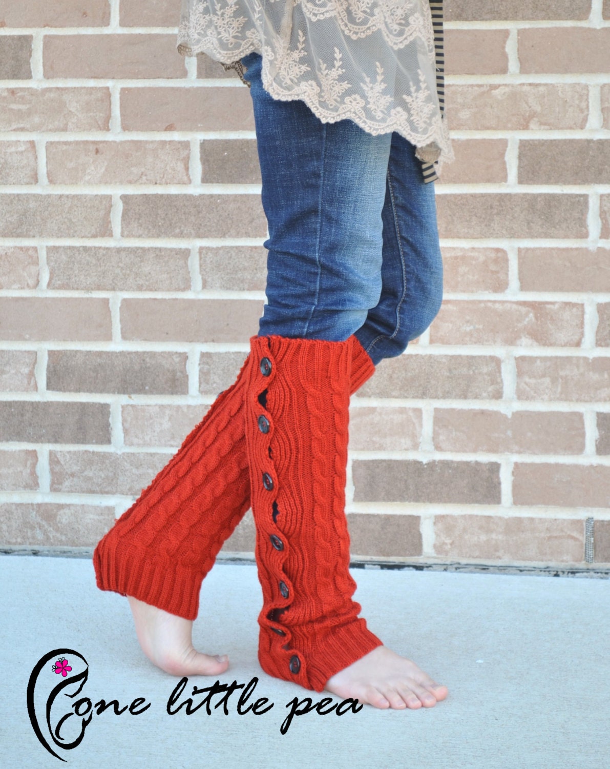 Boot Leg warmer in red boot cuffs knitted boot by OneLittlePea