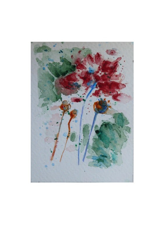 Original art Aceo Artist trading card watercolor painting