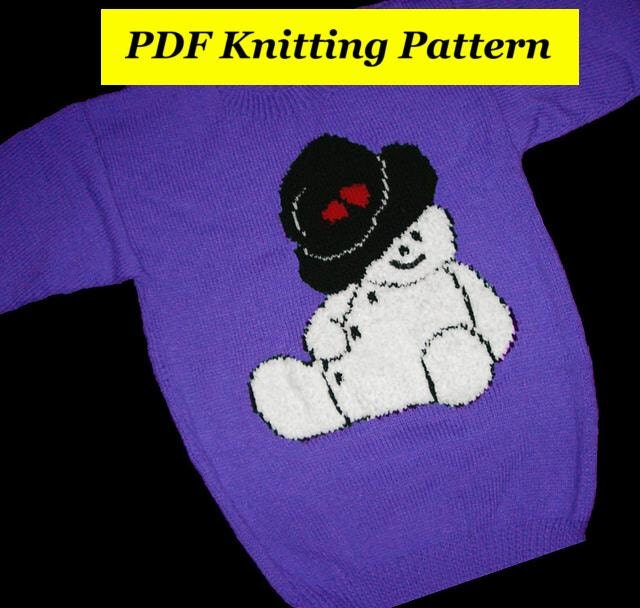 Childrens & Adults Christmas Snowman Jumper / Sweater Knitting