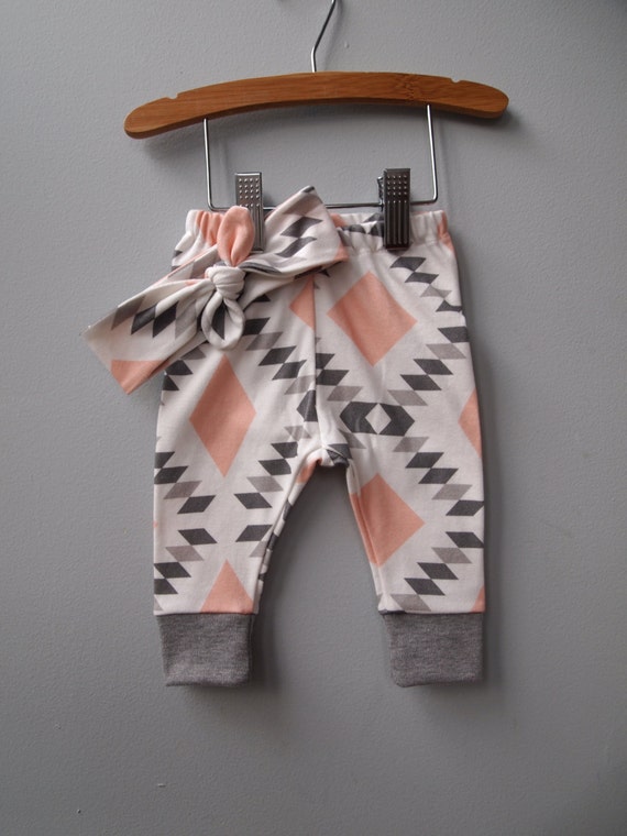 Organic Cotton Baby Girls Leggings and Top Knot Headband or