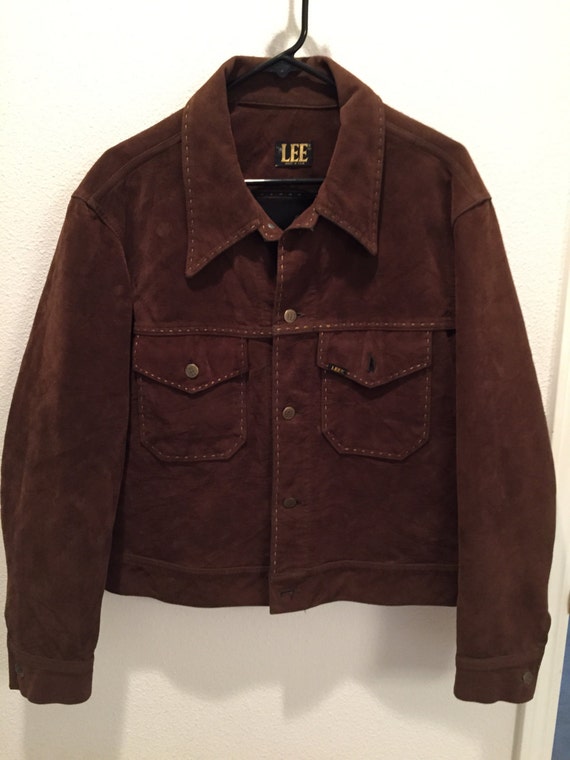 Vintage Lee Suede Style Trucker Jacket Size M/L Made In USA