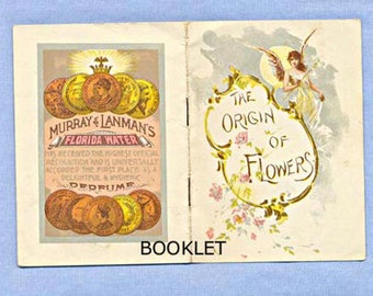 Booklet for Florida Water Perfume, 'Origin of Flowers', Angels, Illustrated Poem Story, 1880s