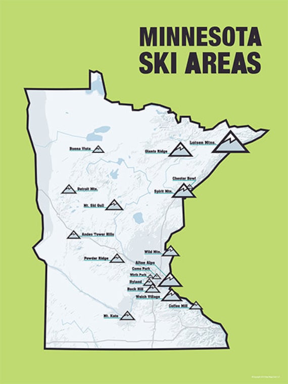Minnesota Ski Resorts Map 18x24 Poster 413 by BestMapsEver on Etsy