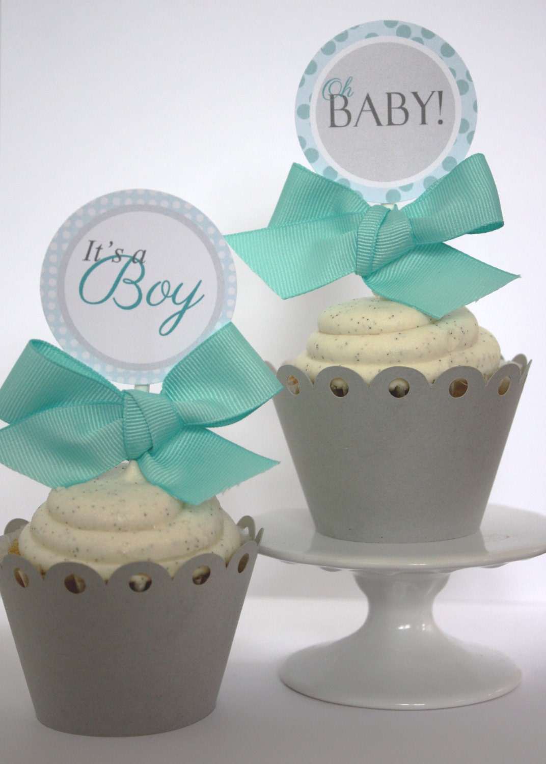 Oh Baby It's A Boy Cupcake Toppers with by ConfettiCrownDesign