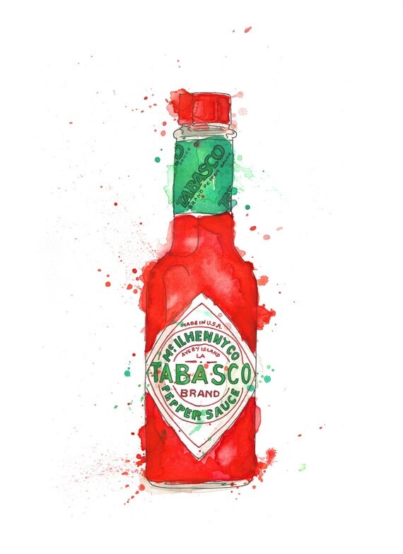 Tabasco Sauce bottle Rotring ink drawing with by BlakesBottles