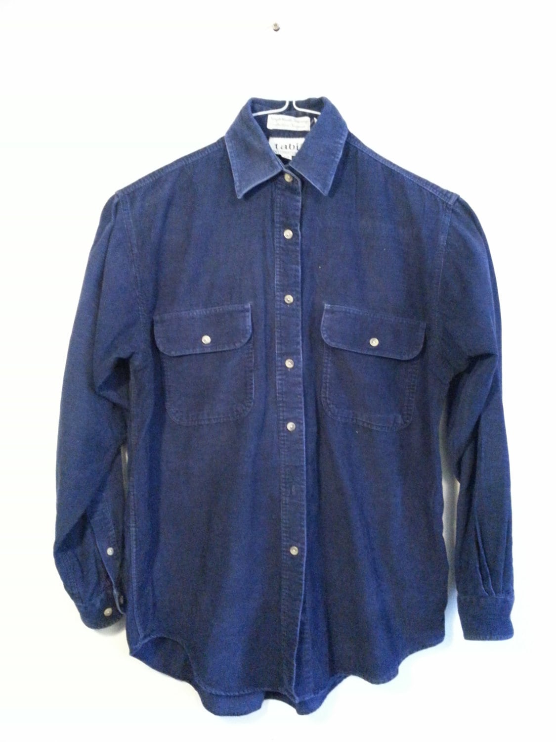 1990s Vintage Corduroy Blue button down shirt – Size UK 8 US 4 – Haute ...
