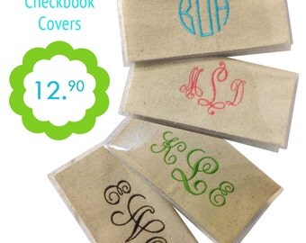 Monogrammed Burlap Checkbook Cover Check Book Rustic Personalized Organization Purse Accessories Divider Carbon