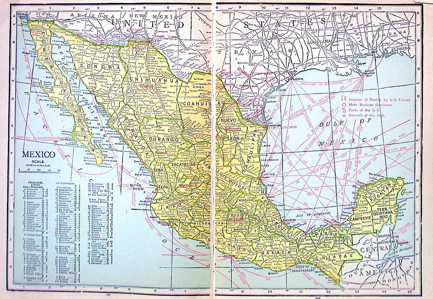 old vintage map large 1921 map of mexico print world map